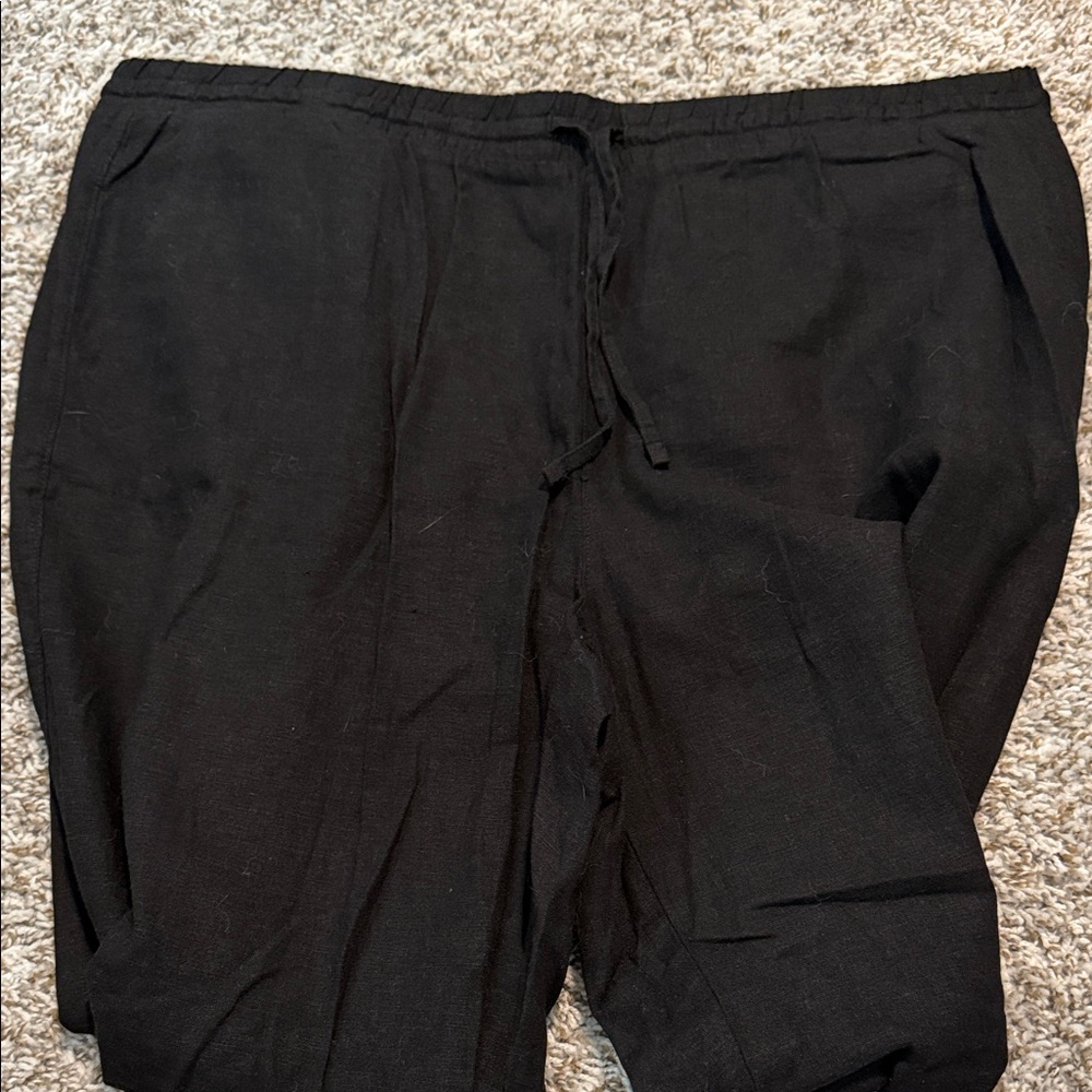 GAP Women's Wide Leg Linen Pants in Black. Size XL